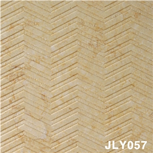 3D CNC Natural Beige Indoor Stone Panel Carving W, Beige Marble Building, Walling
