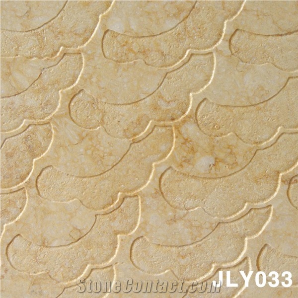 3D CNC Natural Beige Indoor Stone Panel Carving W, Beige Marble Building, Walling