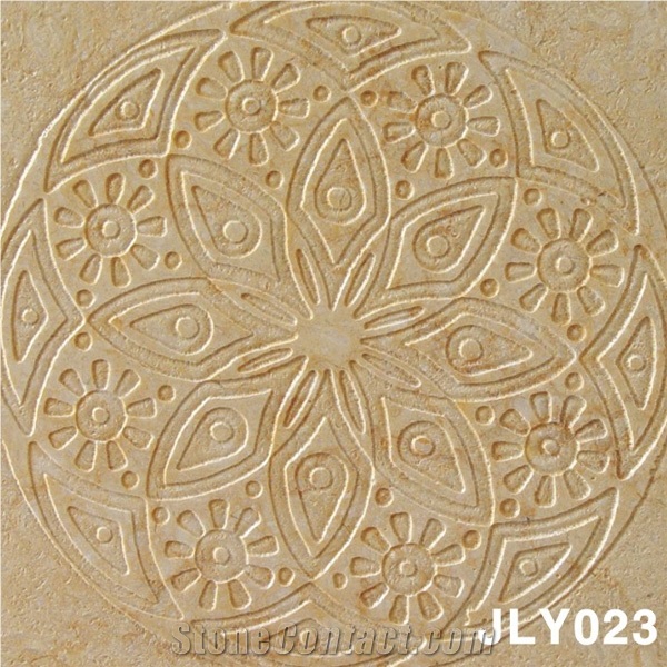 3D CNC Natural Beige Indoor Stone Panel Carving W, Beige Marble Building, Walling