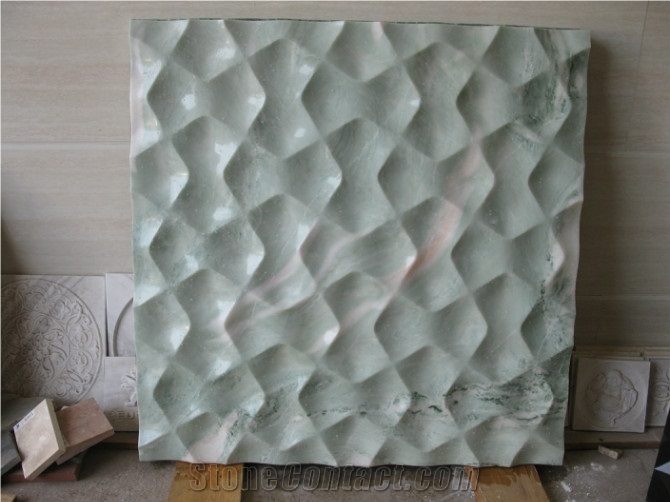 3D CNC Natural Beige Outdoor Feature Wall Panels, Beige Marble Wall Panels