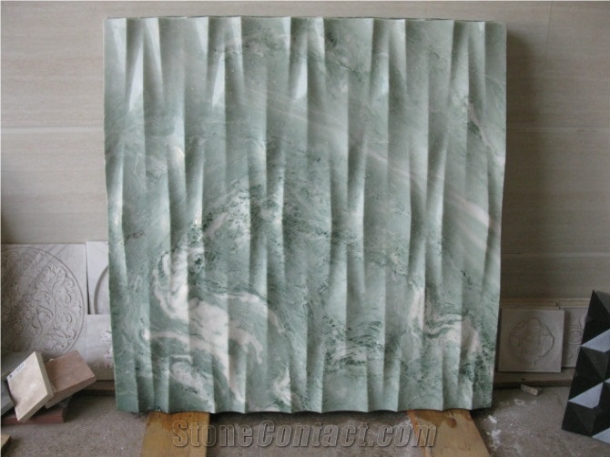 3D CNC Natural Beige Outdoor Feature Wall Panels, Beige Marble Wall Panels