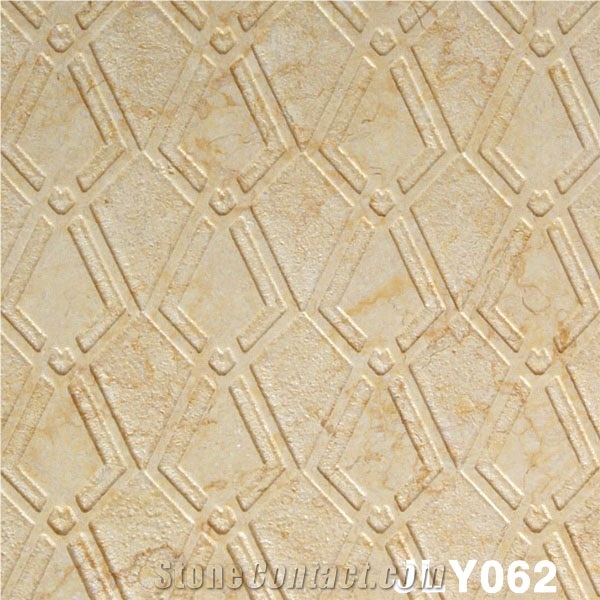 3D CNC Stone Panel Carving Feature Wall Panel, Beige Marble Wall Panel