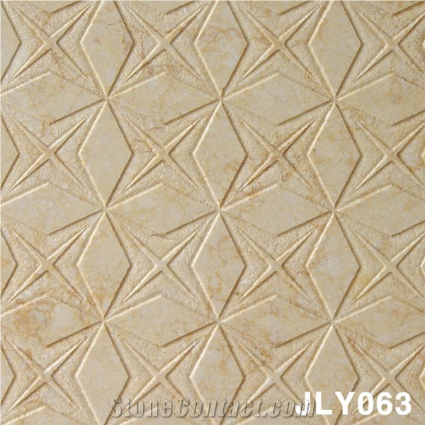 3D CNC Stone Panel Carving Feature Wall Panel, Beige Marble Wall Panel