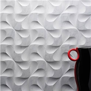 3D CNC White Limestone Panel Sculpture