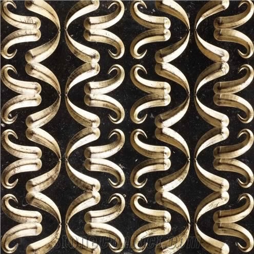 3D Stone Brand Carving Panel, Black Granite Building, Walling