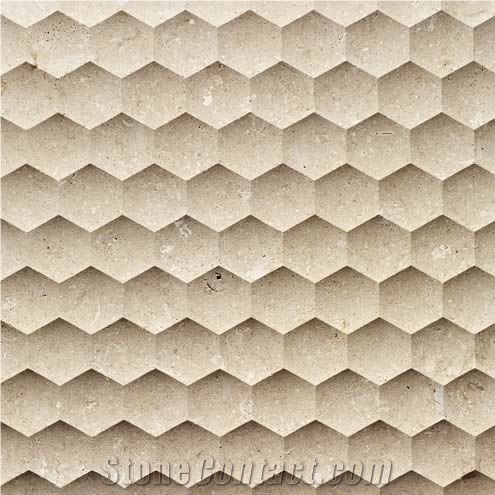 Beige Artificial Marble 3D CNC Stone Wall Panel