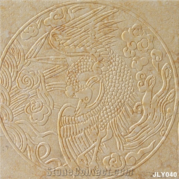 Cheap Egypt Yellow 3D Stone Wall Panel, Beige Marble Wall Panel