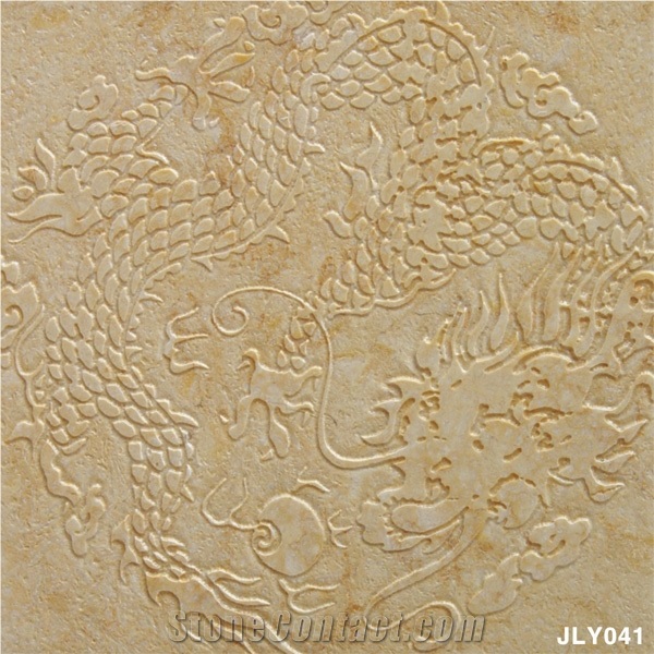 Cheap Egypt Yellow 3D Stone Wall Panel, Beige Marble Wall Panel