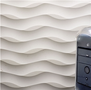 White 3d Cnc Stone Panel, White Marble Building, Walling