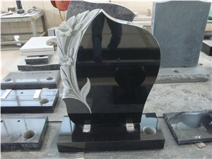 Black Polished Tombstone and Monument, Hebei Black Granite Tombstone