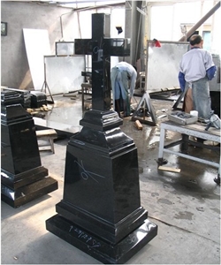 Cheap Russia Style Tombstone, China Black Granite Tombstone Cheap Russia Style Tombstone, China Black Granite Tombstone