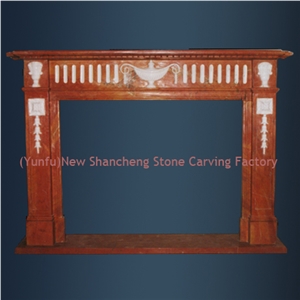Indoor Electric Fireplace Without Remote Control, Red Marble Fireplace