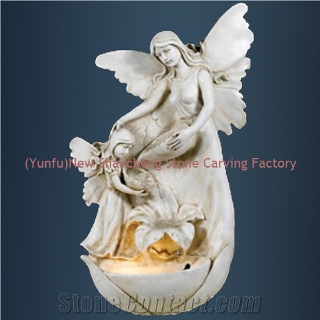 Outdoor/Indoor Water Spray Sculpture Stone Fountai, White Marble Fountain