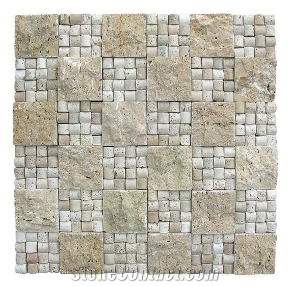 Travertine Mosaic, Mosaic Beige Travertine