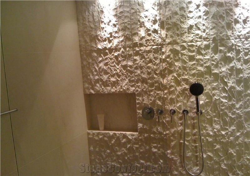 Wall Tiles Split-Face Moleanos White Limestone Mosaic Tiles