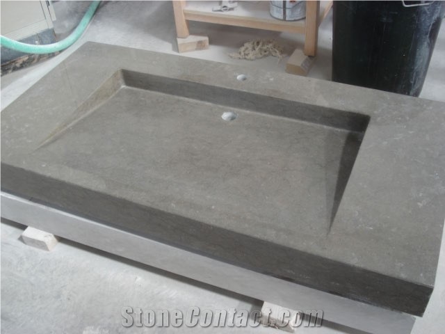 Sink in Azul Valverde, Azul Valverde Mourisca Grey Limestone