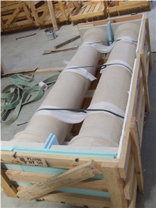 Stone Columns with Creme Moleanos, Beige Limestone