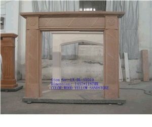 Wood Yellow Sandstone Fireplace