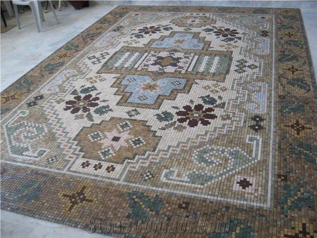 Waterjet Medallion, Mosaic Beige Marble