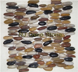 Multicolor Stacked Pebble Mosaic Tile