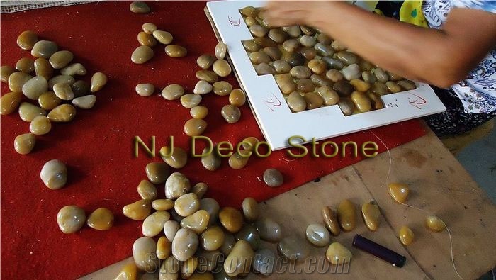 Yellow Pebble Tile, Yellow Onyx Mosaic