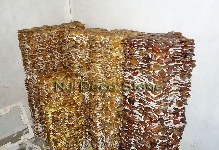 Yellow Pebble Tile, Yellow Onyx Mosaic