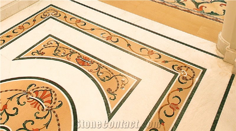 Inlay Medallion, Giallo Ghibli Yellow Limestone