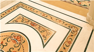 Inlay Medallion, Giallo Ghibli Yellow Limestone