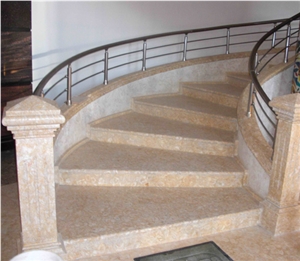 Marbel Pillar and Stair Desigin Decrorate, Silver Shell Yellow Marble Stairs