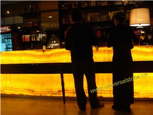 Translucent Honey Onyx Glass Bar Top