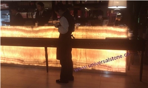 Translucent Honey Onyx Glass Bar Top
