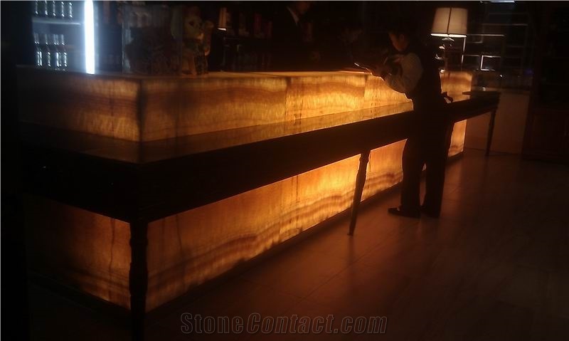 Translucent Honey Onyx Glass Bar Top