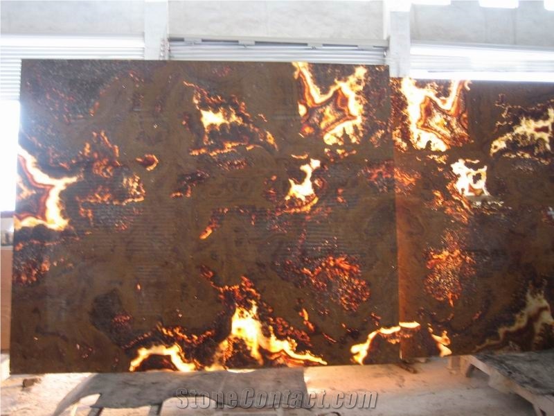 Translucent Tiger Vein Onyx Glass Panel