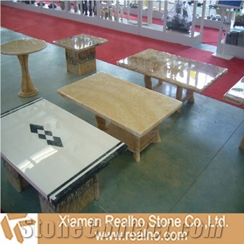 Decorative Marble Table Top, Crema Marfil Beige Marble Table Tops