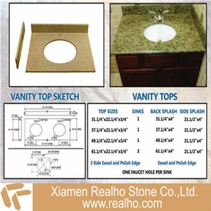 G682 Granite Vanitytop, G682 Yellow Granite Bath Tops