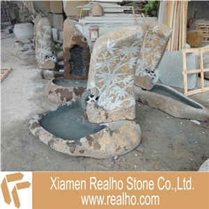 Garden Stone Water Fountain, Nature Stone Brown Granite Fountain