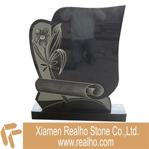 Poland Tombstone Head, Shanxi Black Granite Tombstone