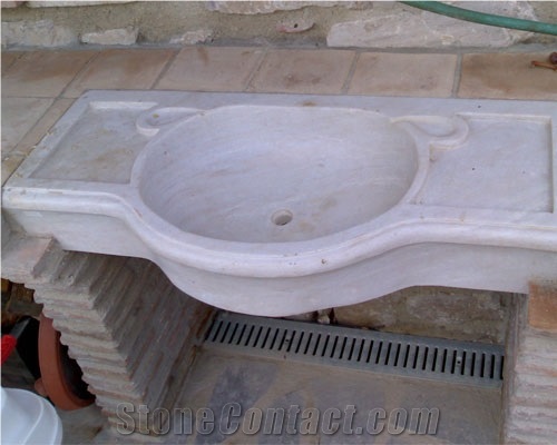 Perlatino Beige Vanity Top with Massive Sink, Marble