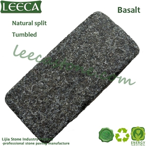 Natural Split, Tumbled Black Basalt Paving Stone