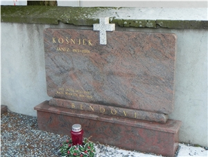 Multicolor Red Granite Tombstone