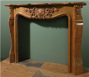 Brown Limestone Fireplace Mantel