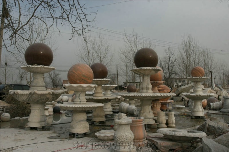 White Marble Floating Ball Fountain