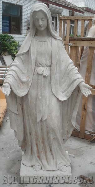 Maria Sculpture, White Marble Sculpture