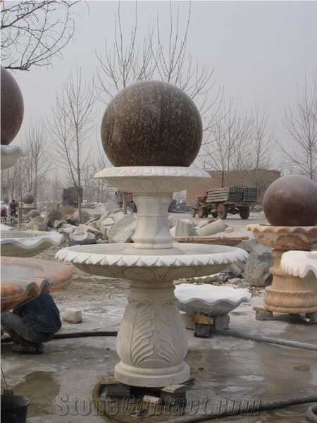 White Marble Rolling Sphere Fountains