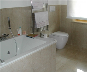 Botticino Classico Wall and Floor Tiles, Bath Desi, Beige Marble Bath Design