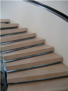 Limestone Block Steps, Biancone Di Castellammare Beige Limestone