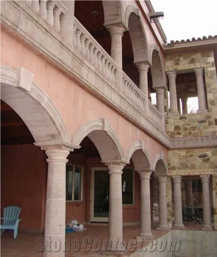 Gris Moreno Cantera Columns, White Cantera Columns