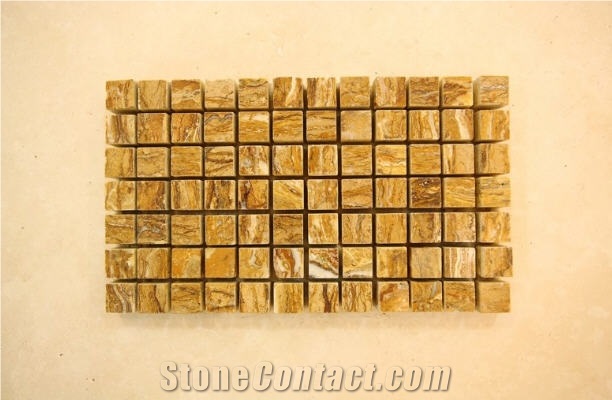 Yellow Travertine Azarshahr Mosaic, Azarshar Yellow Travertine