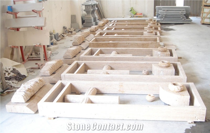 China Travertine Tombstone Monument, Beige Travertine