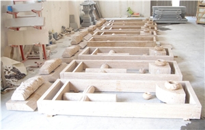 China Travertine Tombstone Monument, Beige Travertine